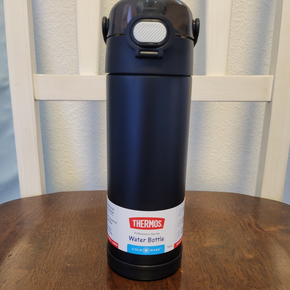 Thermos Stainless Steel Black Water Bottle 16 Oz